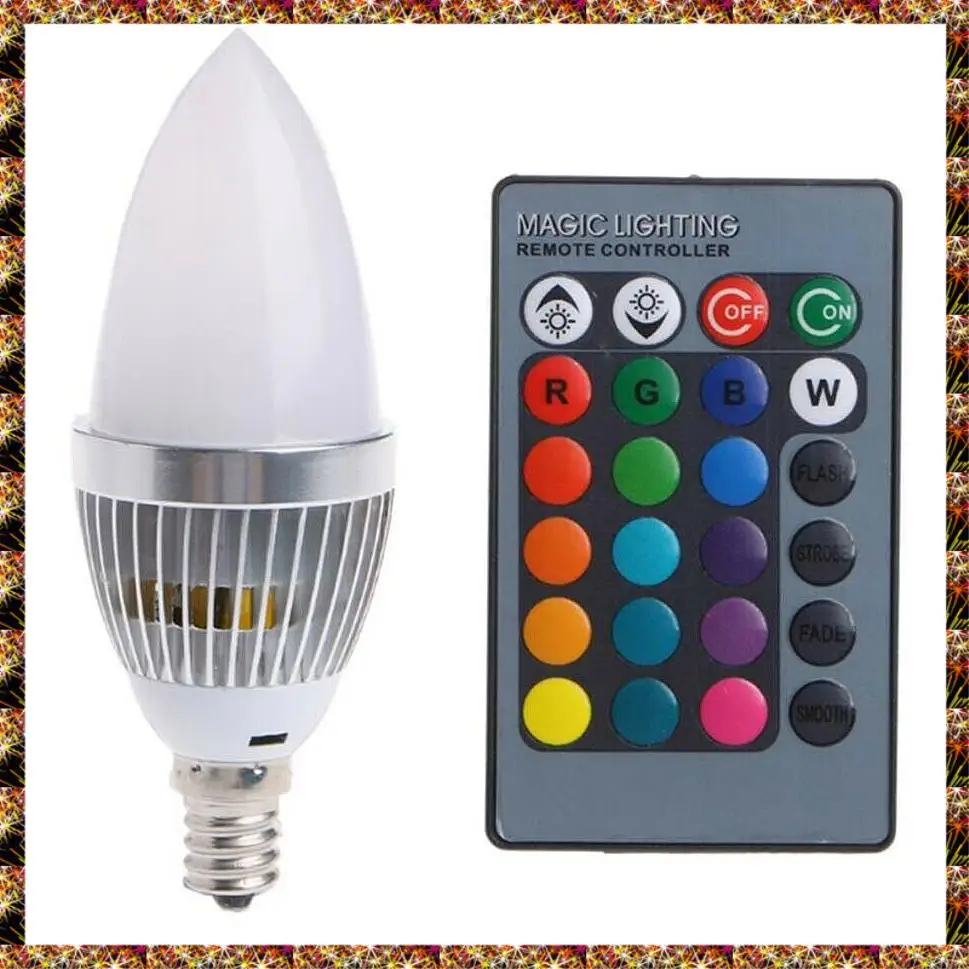BTCL 3 Вт Smart E14 RGB светодиодная красочная лампа изменения цвета с 24 свечами, кнопка дистанционного управления, молочный абажур