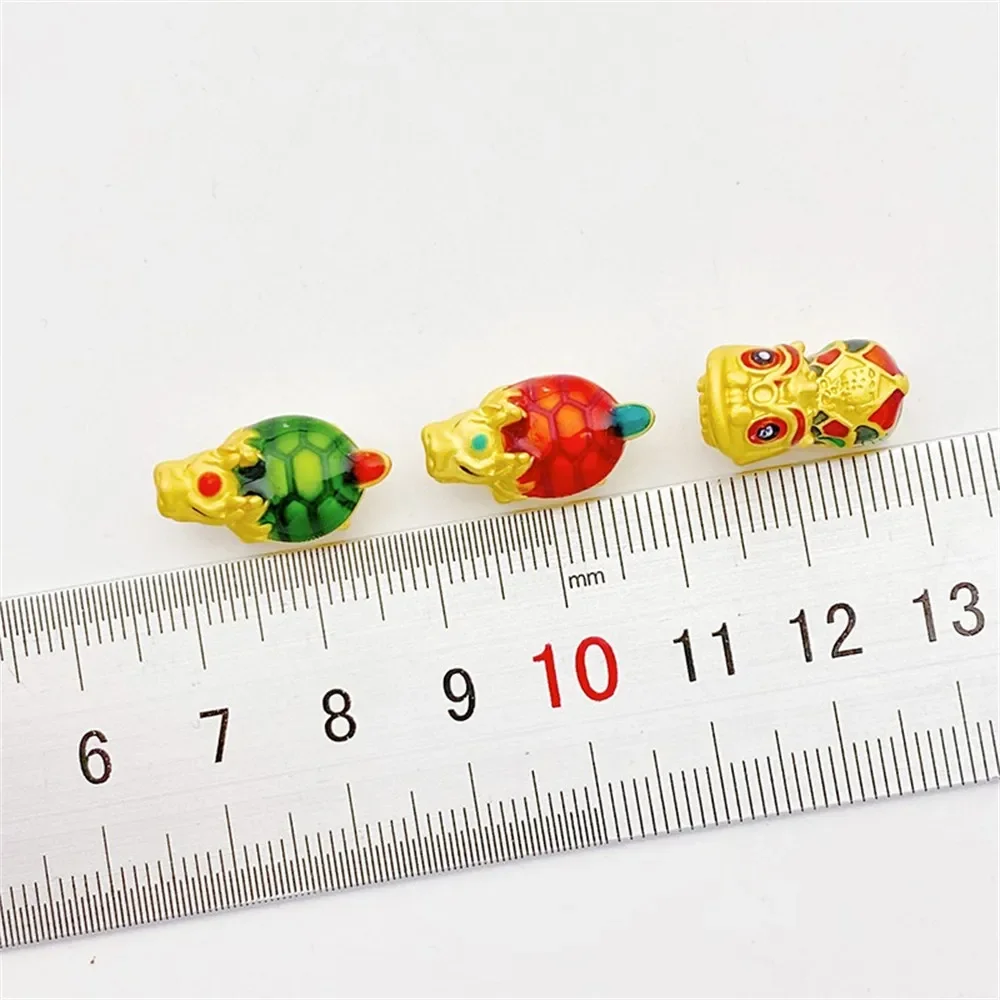

18K Gold Oil Drop Dragon Turtle Pixiu Bead Loose Bead Handmade DIY String Bracelet Necklace Material Jewelry Accessories