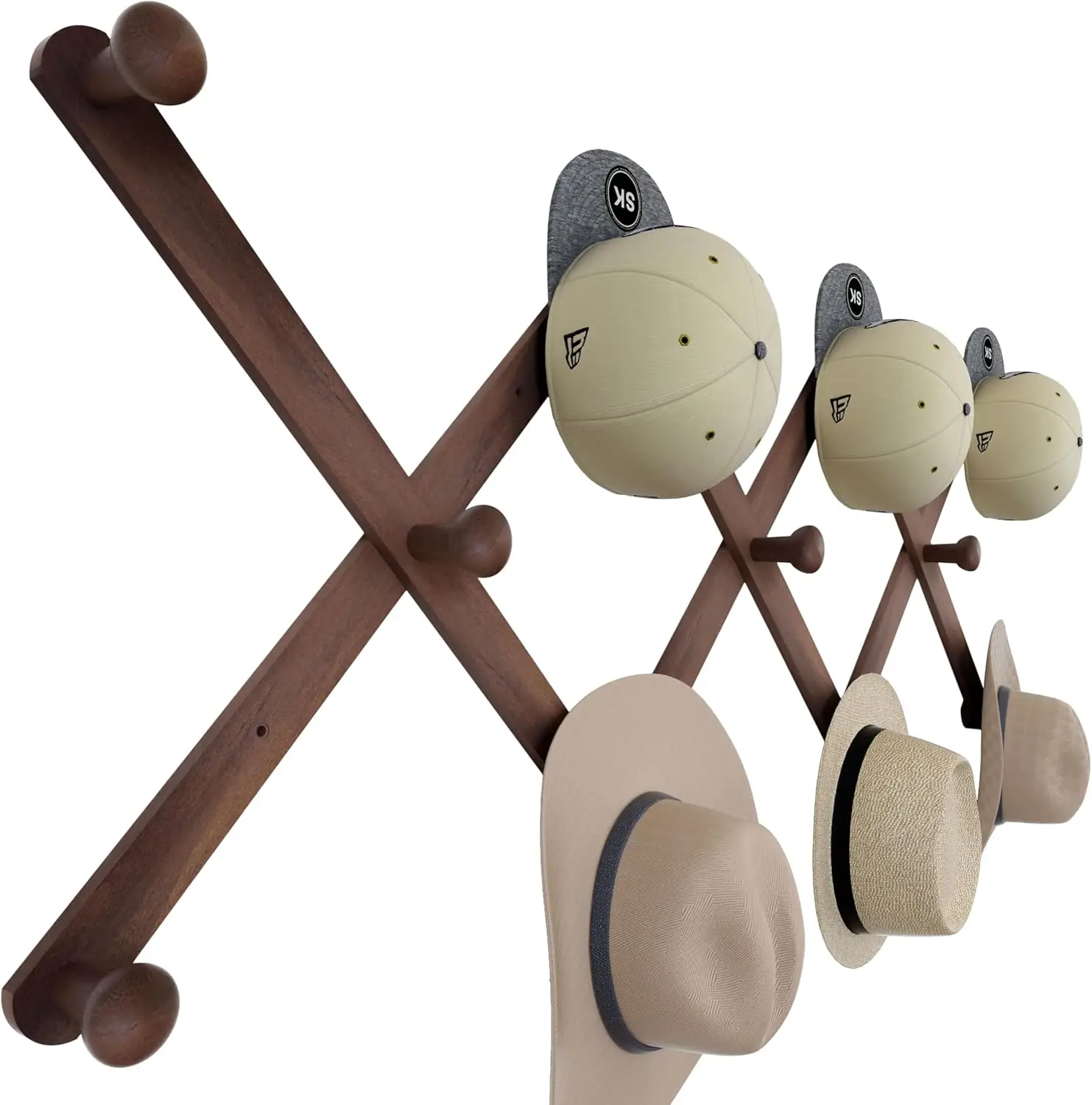 

Раздвижная деревянная настенная вешалка для одежды с 11 крючками, компактный держатель для головных уборов для дома и офиса