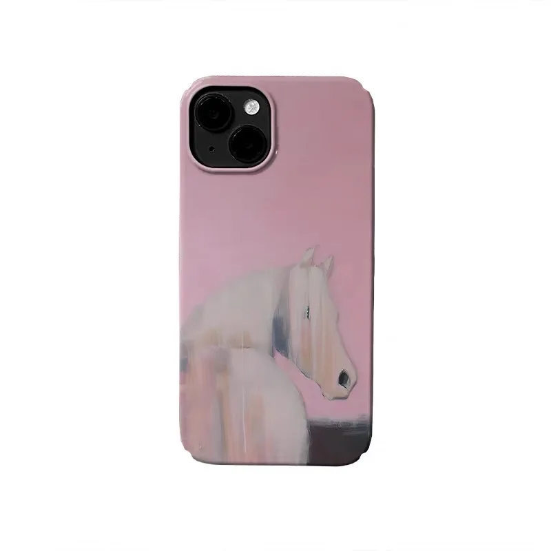 

Ins Korean Pink Horse Cartoon Phone Case for IPHONE 17 Air 16E 15 PROMAX 14 Plus 13 12 MINI 11 PRO 16Plus XR Acrylic Phone Cover
