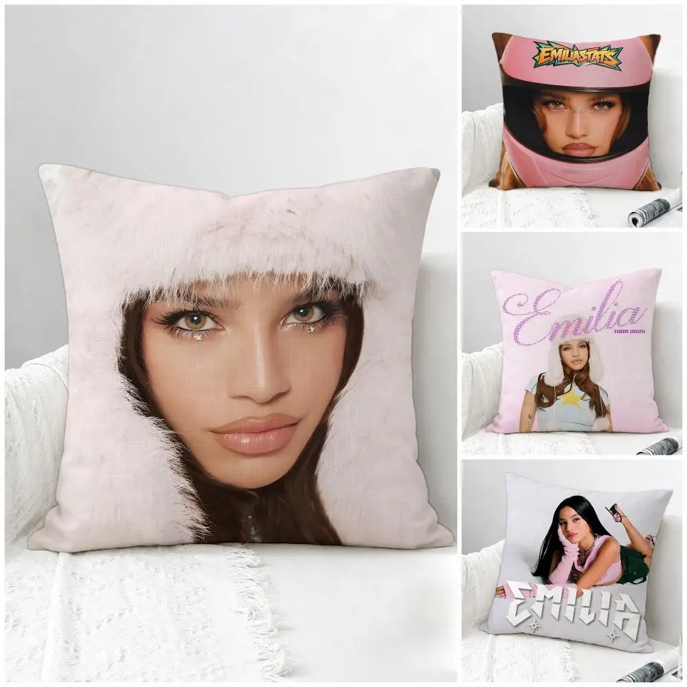 Anime Emilia (Re:Zero) Cushion Cover Natural Linen Pillowcase Set, All-in-One Decor for Sofa, Bedroom & Chair