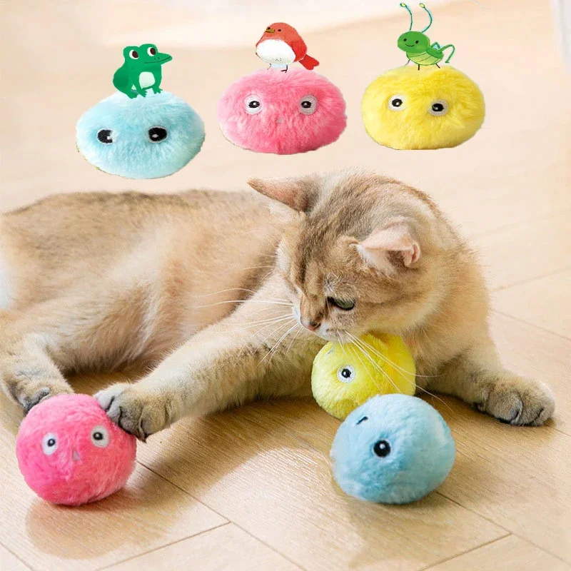 Smart Cat Ball Toys Plush Electric Catnip Training Toy Kitten Touch Sounding Squeaky Supplies Pet Products Toy For Cats Supplies