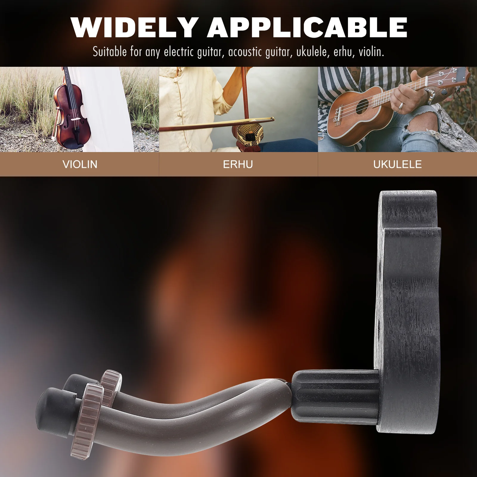 

Guitar Hanger Strong Bearing Capacity Wall Mount Rack Secure Guitar Ukulele Bass Hook Holder Bass Hook Ukulele Rack