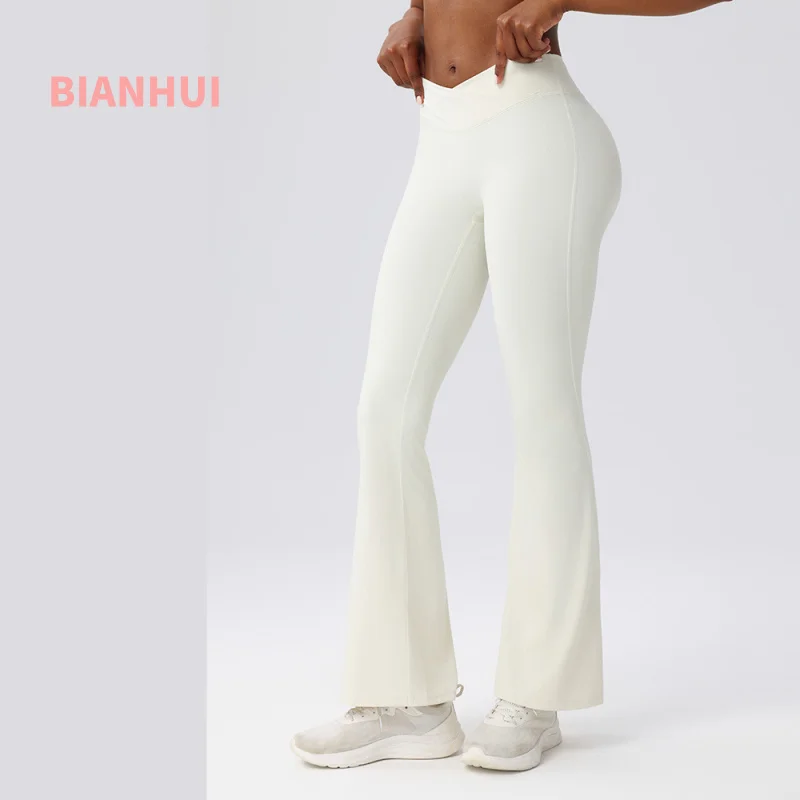 

BIANHUI Eco-Friendly Recycled High-Waist Yoga Pants For Women Hip-Lifting Slimming Flared Running Sports Fitness Long Pants