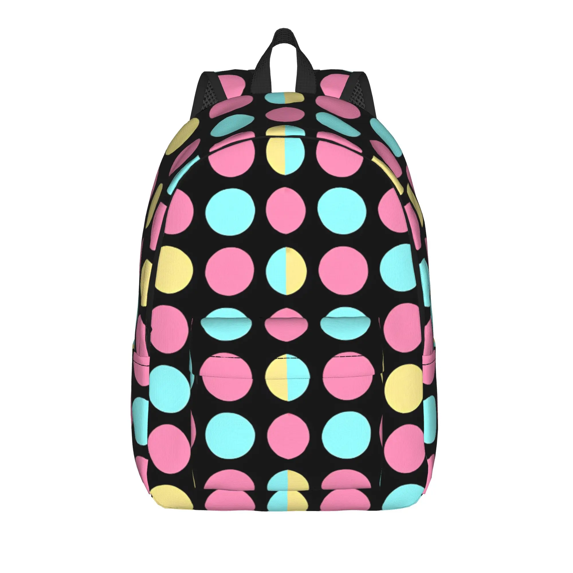 Pastel Pink Blue Yellow Multicolor Polka Dots Backpack Leisure Backpacks Youth Hiking High School Bags High Quality Rucksack