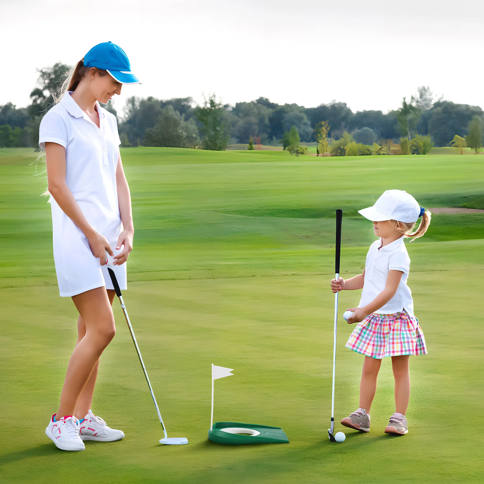 

2Pcs Golf Putting Cups Detachable Indoor Trainer Aids Practice Discs Flag Stable Putting Green Set for Accurate Shots