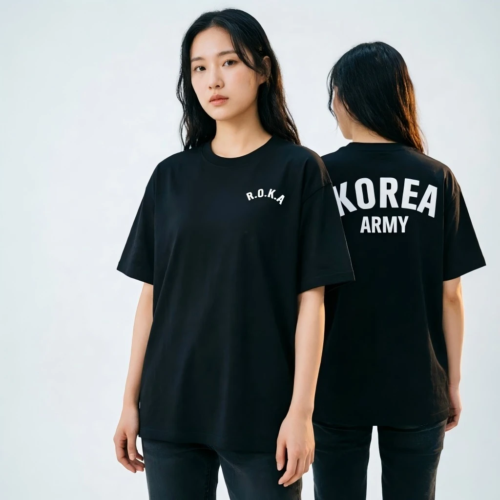 2026 New Fashion Family Matching Unisex Oversized T Shirt Retro Bold Letter Double Sided Print Black Streetwear Tops