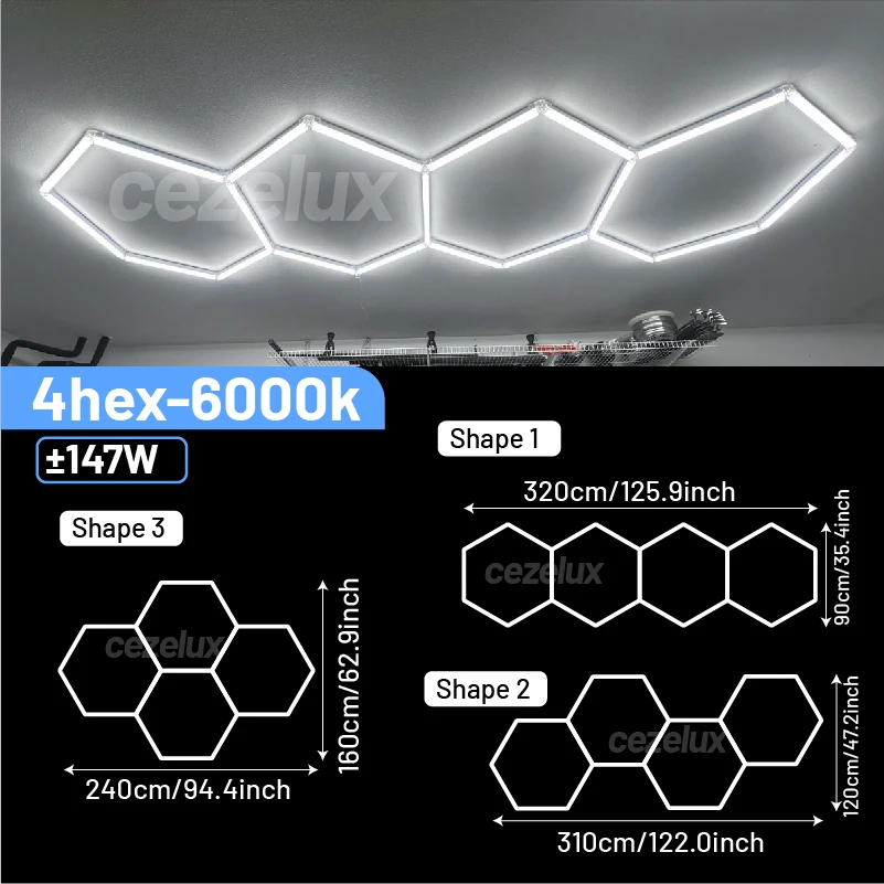 Kapperszaak kapsalon hexagonale led-verlichting voor garage werkplaats kantoor sportschool auto berging studio plafondlamp honingraatbuis