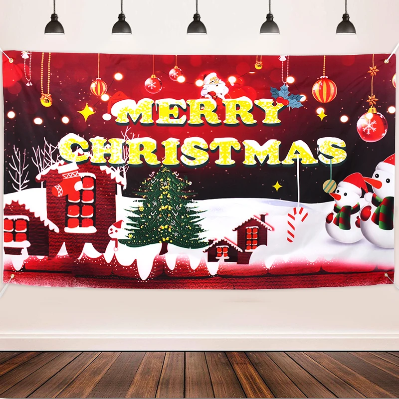 

Merry Christmas Backdrop Snowman Santa Claus Pattern Background Banner Cloth Xmas Decoration For Home 2024 Navidad New Year 2025