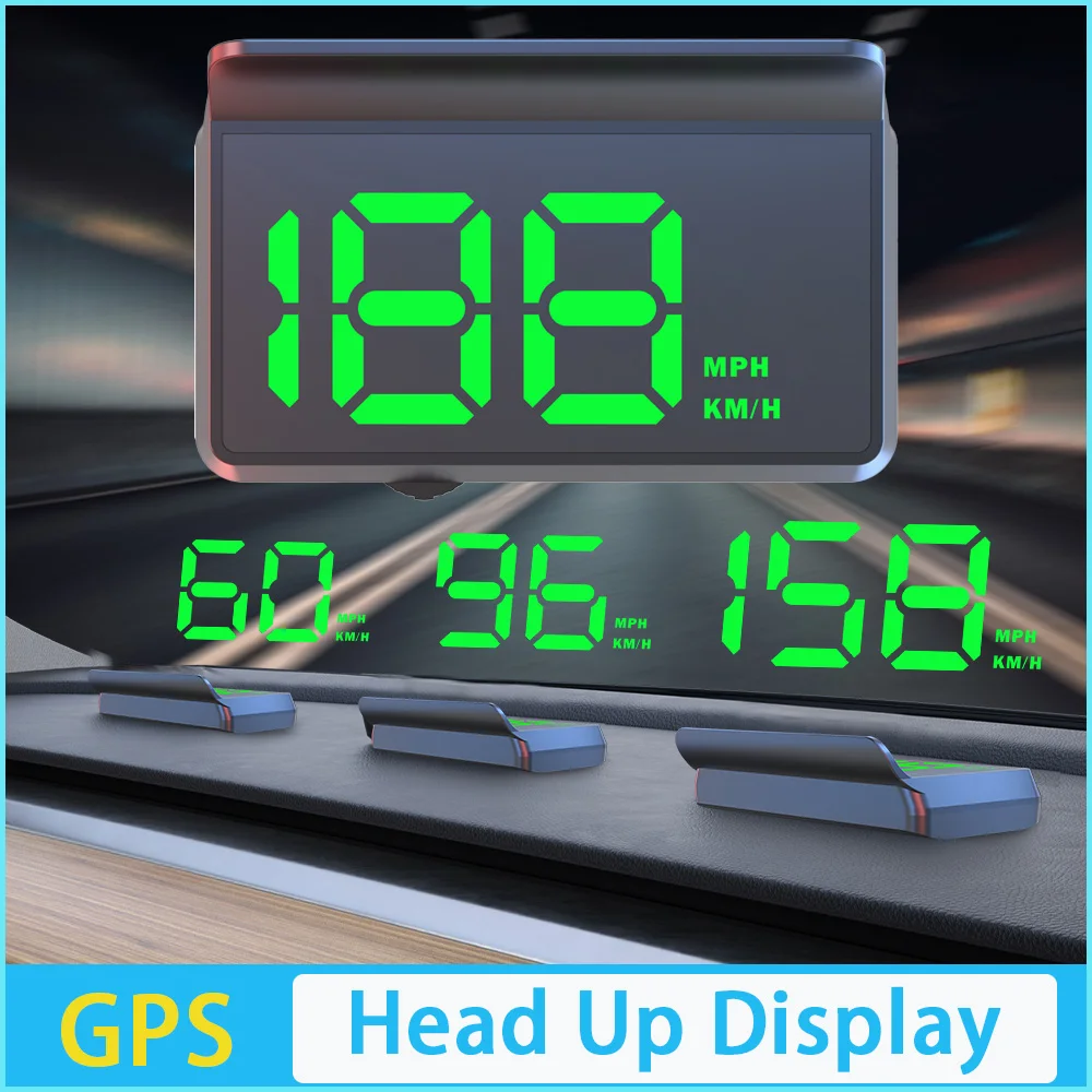 

Car HUD GPS Head Up Display Auto Digital Speedometer White / Green Font Speed Board Projection KMH/MPH Dual function USB 5V W2
