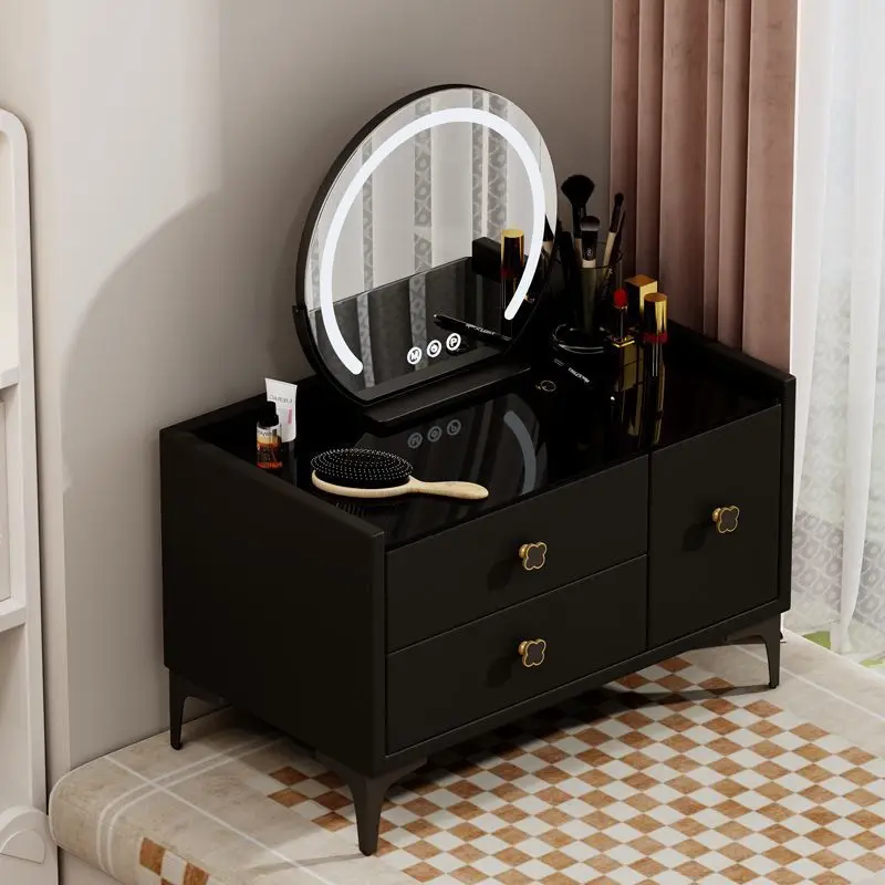 Tocador De maquillaje De diseño, escritorio De cristal, espejo De madera Real, cajones, tocador para niñas, Tocador De Maquillaje, muebles para dormitorios