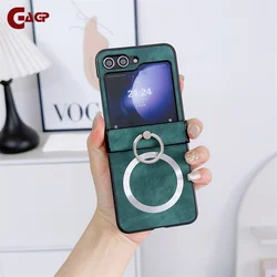 For Samsung Galaxy Z flip 6 5 4 3 Ultra Thin Magnetic Ring Case For Samsung Z Flip 6 5 4 Finger Ring Clip For Magsafe Back Cover