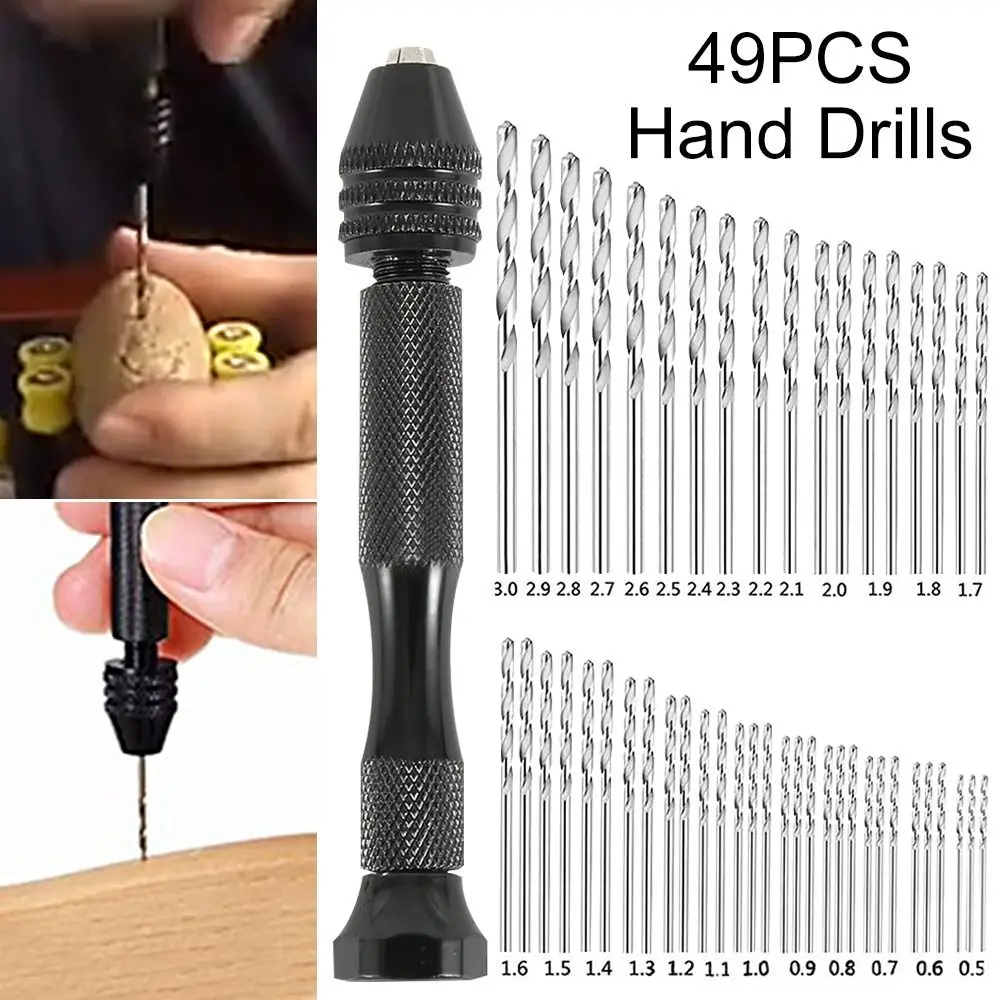 Imagem -02 - Micro Mini Drill Bits Grupo Pin Manual Carpintaria para Modelo Jóias de Resina Hole Maker Puncher Ferramentas Artesanais 0.53.0 mm 49 Pcs