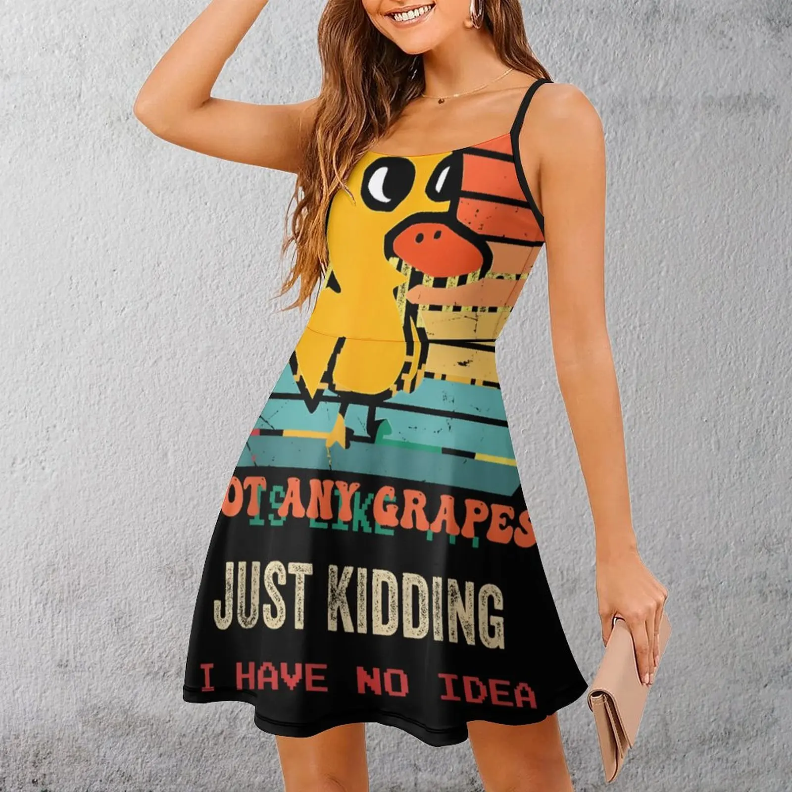 

Сексуальный геймерский плакат с шуткой в стиле ретро, футболка с изображением утки и винограда, женское платье на бретельках, женская одежда, забавная новинка, платье для отпуска