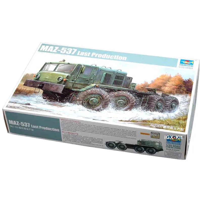 Trumpeter 01006 1/35 Soviet MAZ MAZ-537 Cargo Truck Tractor Military Car Children Gift Toy Plastic Assembly Building Model Kit