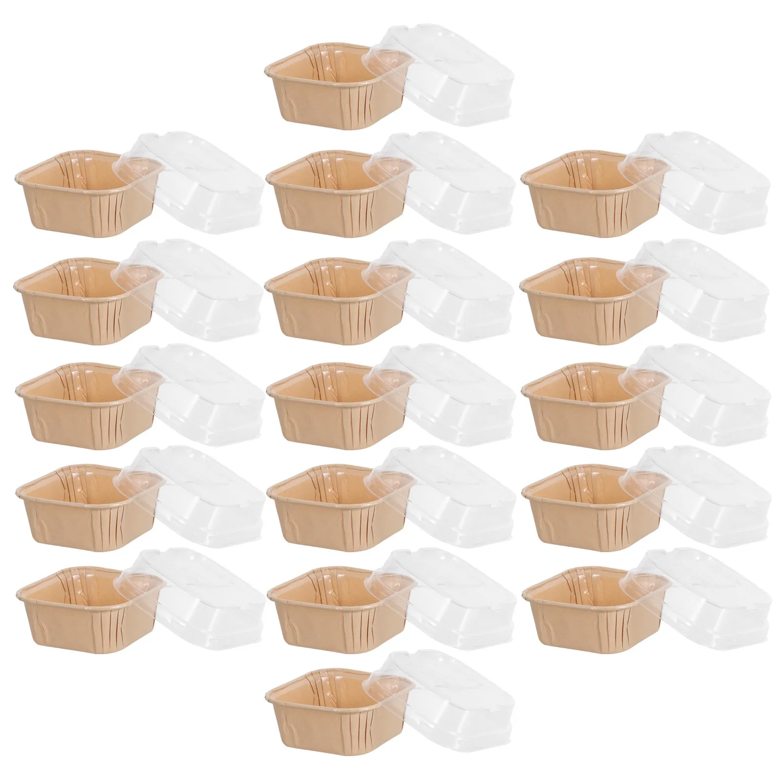 50 Sets de Moldes Cuadrados para Pastel, Mini Cajas Desechables de Papel para Cupcakes con Tapas, Moldes para Hornear Aptos para Horno, para Pequeños Dulces y Recuerdos de Fiesta