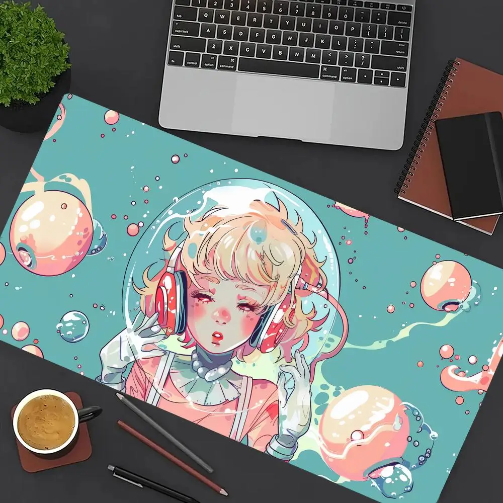 

1 pc Girl Anime Mouse Pad Large Computer Office Game Table Mat XXL Rubber Anti-slip Stitched Edges Keyboard Mats Long Desk Pads