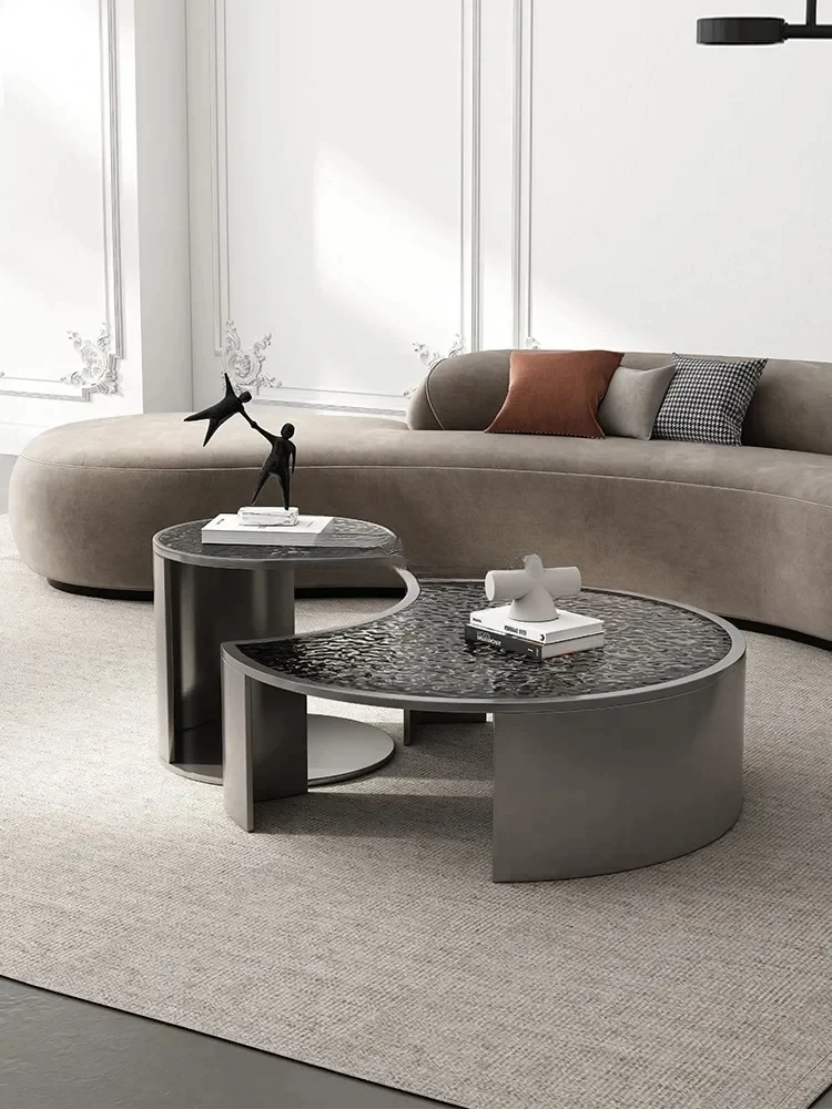 

Light luxury tempered glass coffee table Modern simple combination tea table
