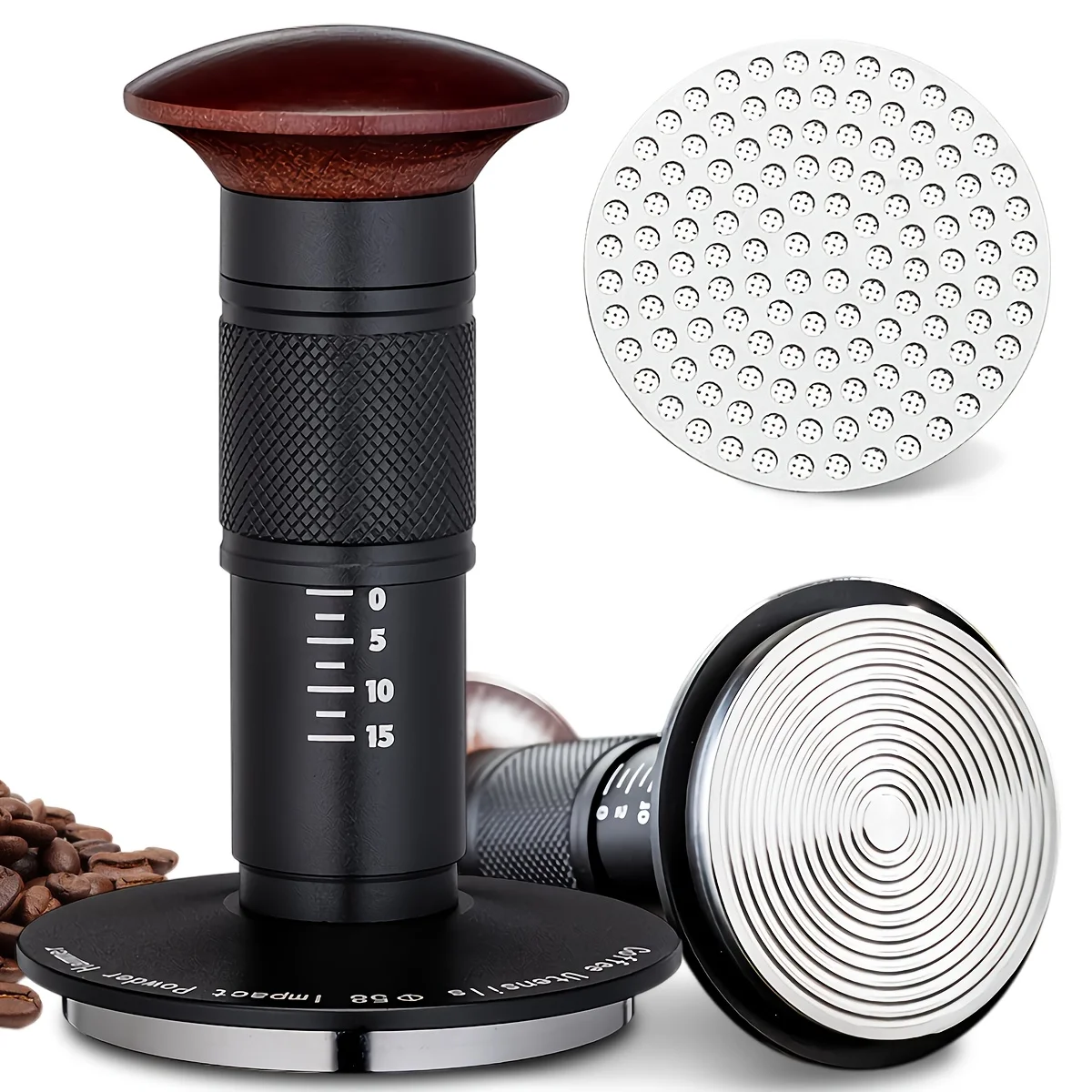 

Espresso Coffee Tamper Set, Coffee Tamper with Stainless Steel Double Layer Coffee Filter for Espresso Tool (51mm/53mm/58mm)