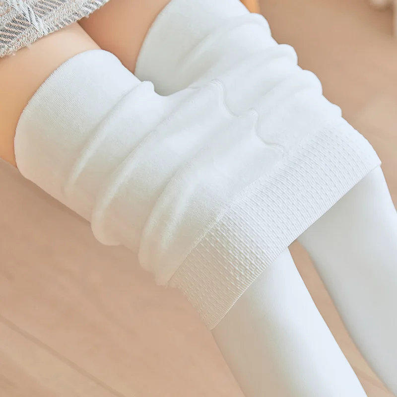 Women Winter Tights White High Waist Seamless Pantyhose Sexy Elastic Fleece Stocking Thick Velvet Thermal Solid Color Tights