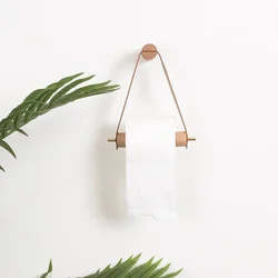 Toilet paper holder bathroom accessories Kitchen  Wooden Pure Copper Wall Paper Roll Holder Nordic Perforated Napkin Holder