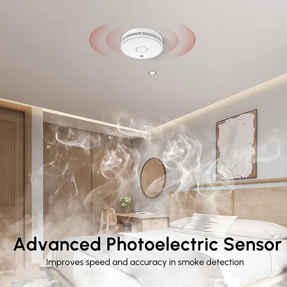 Interconnected Smoke Detector Interlinked Wireless Fire Alarm Home Security protection EN14604 85dB 10 Year Battery Smoke Alarm