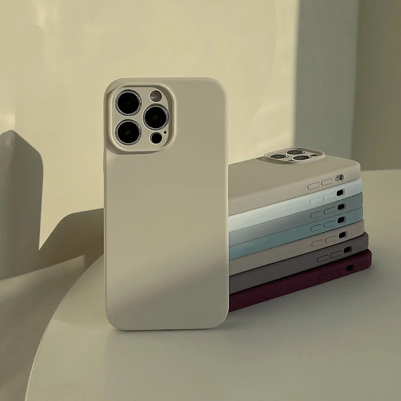 

Liquid Silicone Phone Cases for iPhone 17 Pro Max Case 16 15 Plus Air Fully Covered Wrapping in Fluff Protective Covers