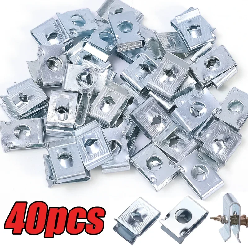 Metal U-shaped Clips Self Tapping Screws Clamp for Car Bumper Fender Trim Panel Fastener Screws Parts