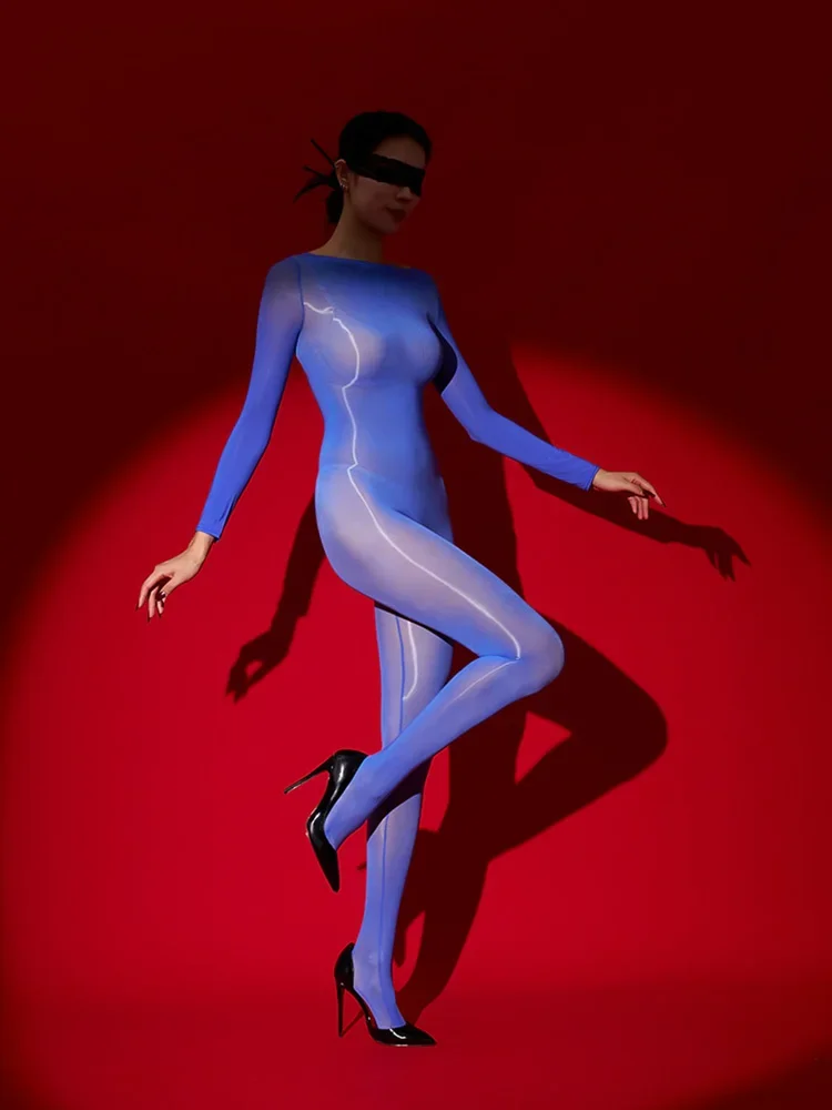 Donne sexy trasparenti trasparenti olio lucido body elastico aderente perizoma stretto tute color caramello body da cameriera cosplay senza soluzione di continuità