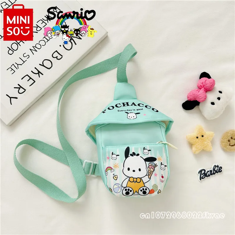 MINISO New Children's Waist Bag Fashionable and High Quality Women's Crossbody Bag Cartoon Versatile Portable Sports Storage Bag
