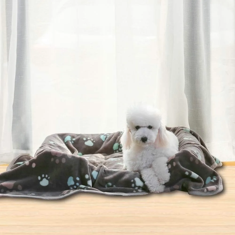 Cobertor de flanela felpuda super macio e premium para cães de estimação, cobertor fofo lavável com design de estampa fofa para cachorrinhos de gato e gatinho