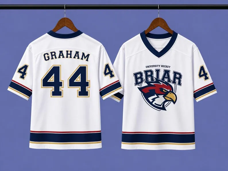 2026 TV Off Campus Briar University Graham 44 Hockey Jersey V-Neck Sleeve Breathable Loose Fit Streetwear Casual Family Kid Tees