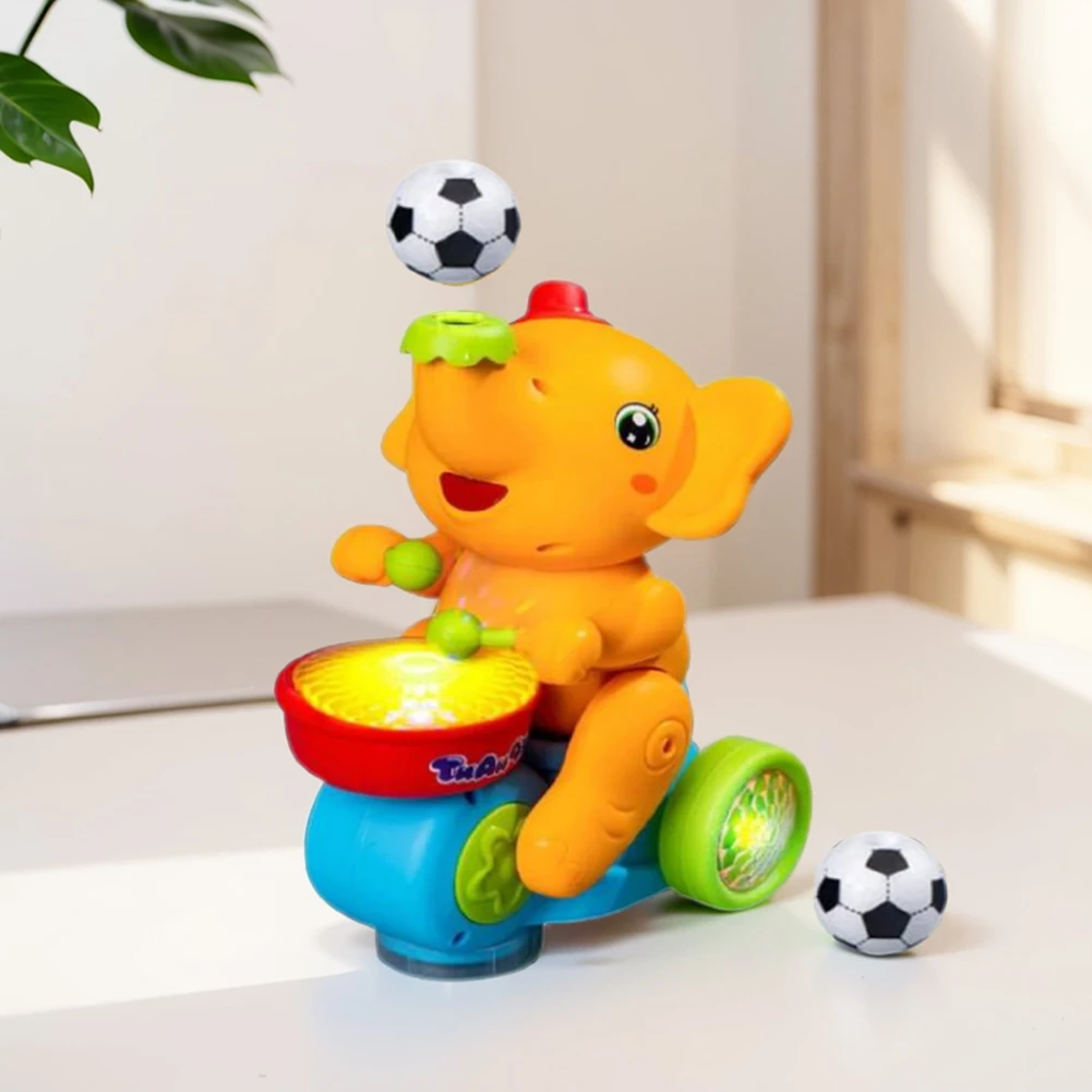 Musical Walking Elephant Toy Elephant Drummer Toy with 2 Levitation Ball Animal Walking Toy Battery Operated for Boys Girls