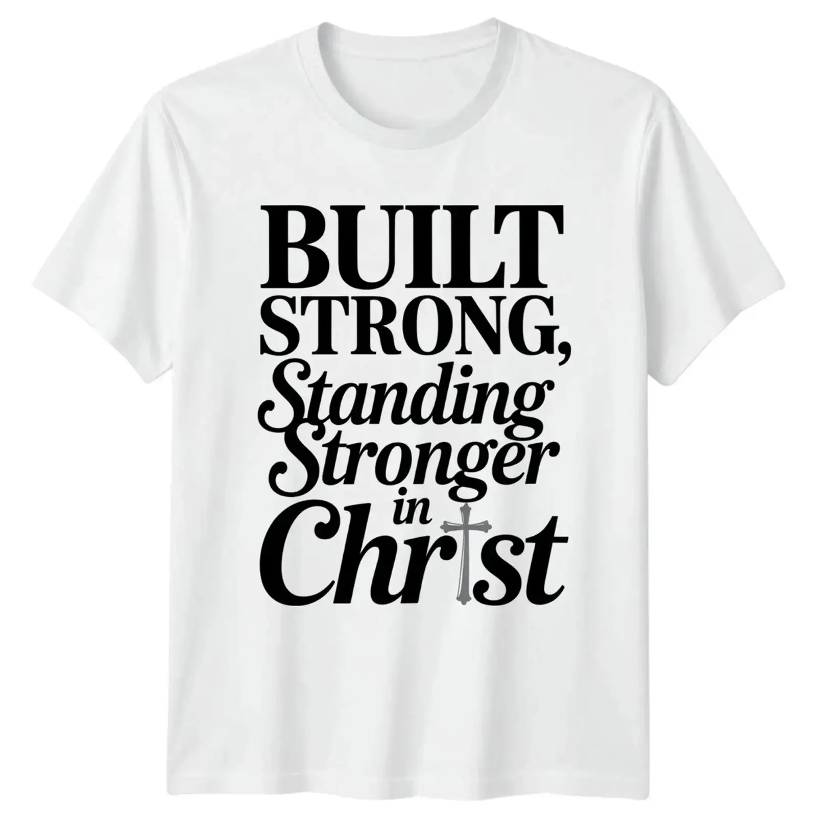 Built Strong Standing Stronger In Herren T Shirt Glaube Christ Geschenk für Ihn vintage Washed Top For Everyday Wear Stylish