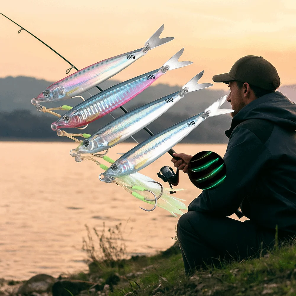 

Slow Sinking Simulation Fish Lures Metal Jig Hook Metal Jig Lure Realistic 80g Weight Artificial Fishing Bait Shore Casting