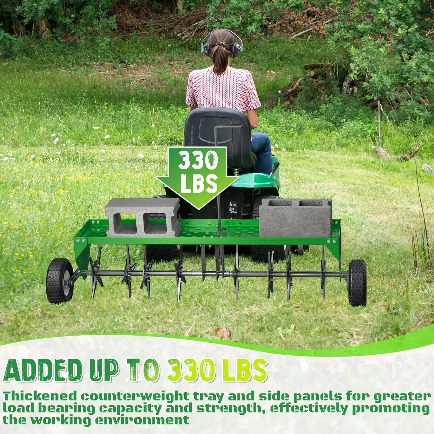 

Штепсельная вилка PPOLB 48 дюймов за, универсальный хит для буксировки, окрашенная в зеленый цвет, изящная сталь с лотком, аэратор с выдвижными колесами для