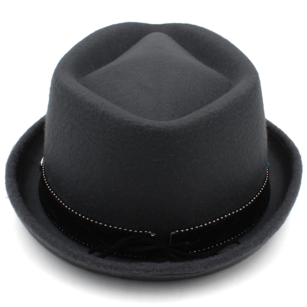 Men Women Woolen Diamond Top Pork Pie Hats Fedora Trilby Sunhat Street Style Classical Caps Travel Outdoor Size US 7 1/4 UK L