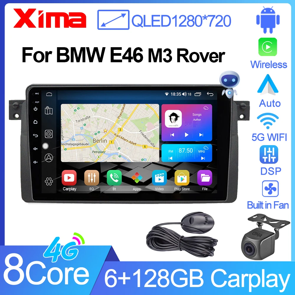 XIMA XV6PRO For BMW E46 Coupe M3 Rover 316i 318i 2 Din Android 11 Car Radio Multimedia Player Navigation Carplay Autoradio Stere