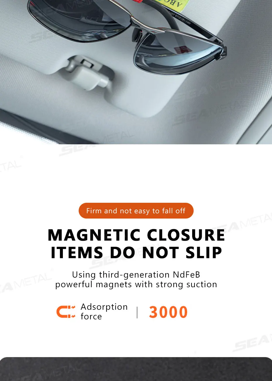 SEAMETAL Brillenclip aus Kunstleder, multifunktionaler Sonnenblenden-Brillenclip, magnetischer Sonnenbrillenhalter für Autozubehör – Detail 5