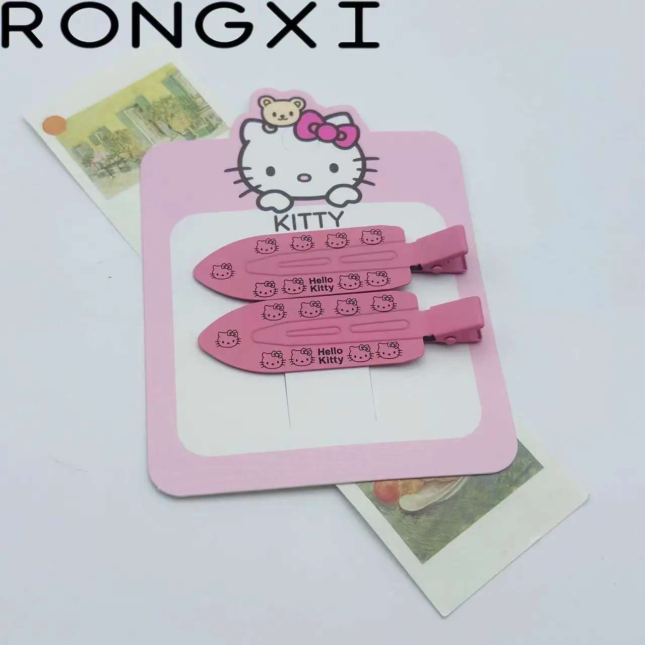 2pcs 헬로 키티 원활한 머리핀 귀여운 만화 Sanrio BB 헤어 클립 액세서리 소녀 머리 장식 앞머리 클립 달콤한 헤어 클립 선물