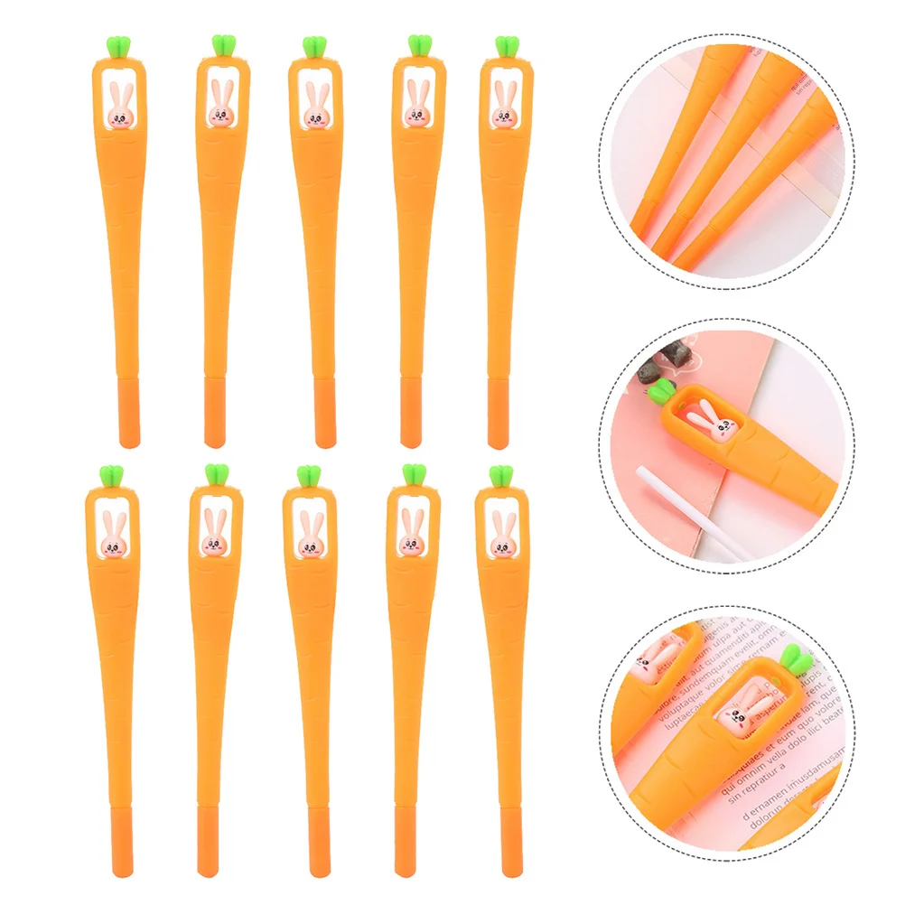 10Pcs Carrot Rabbit Roller Ballpoint Pen 0.5mm Writing Drawing Manga Animation Graphic Design Gift Gel Ink Pen
