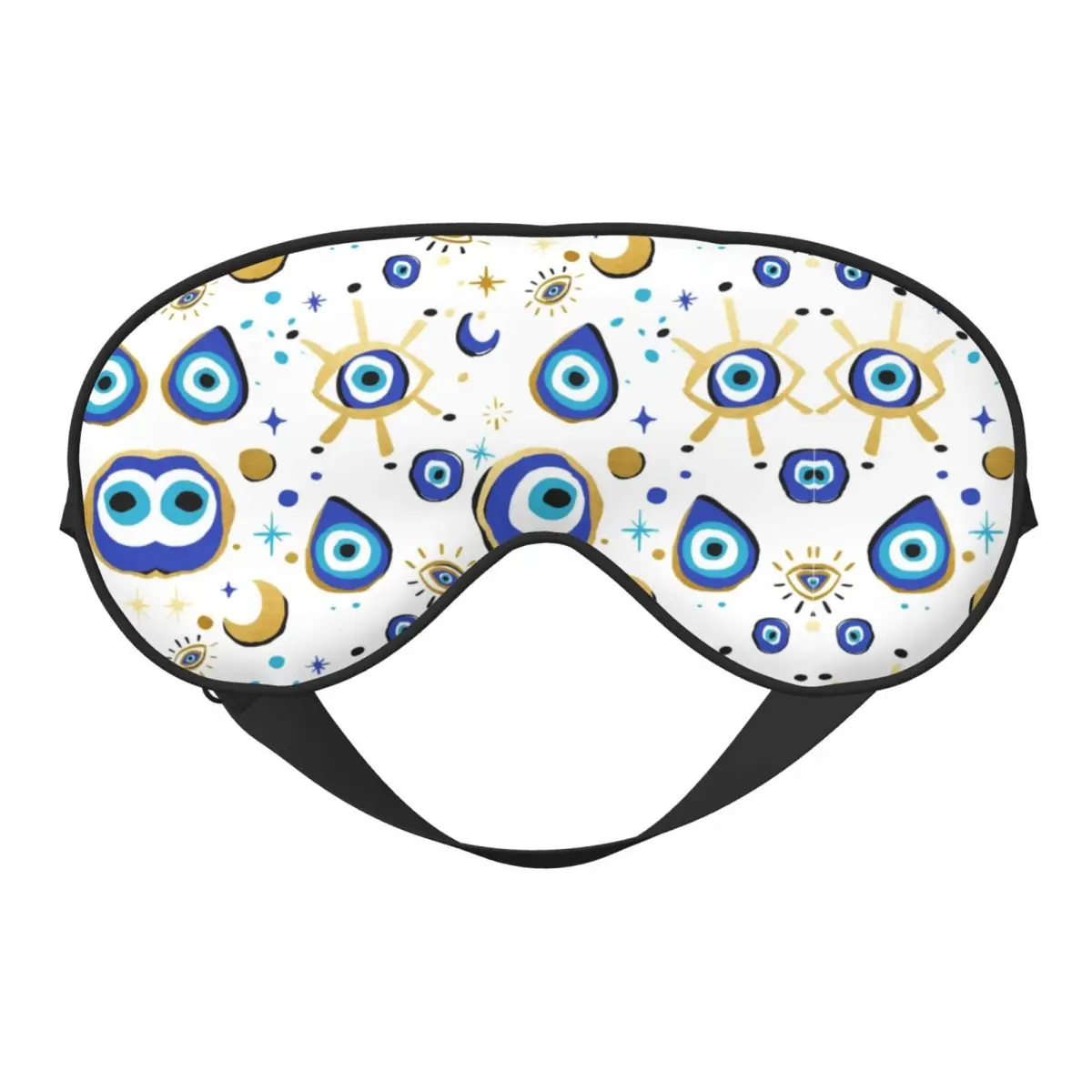 

Mediterranean Blue And Gold Evil Eye Sleeping Eye Mask Hamsa Nazar Amulet Boho Two Side Nap Health Eye Cover For Plane Eyepatch
