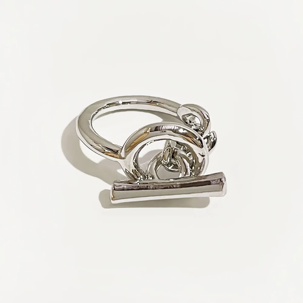Peri'sBox Hollowed Out Toggle Clasp Twisted Rings Chain Circle Bar Geometric Rings for Women Minimalist Ring Jewelry 2019
