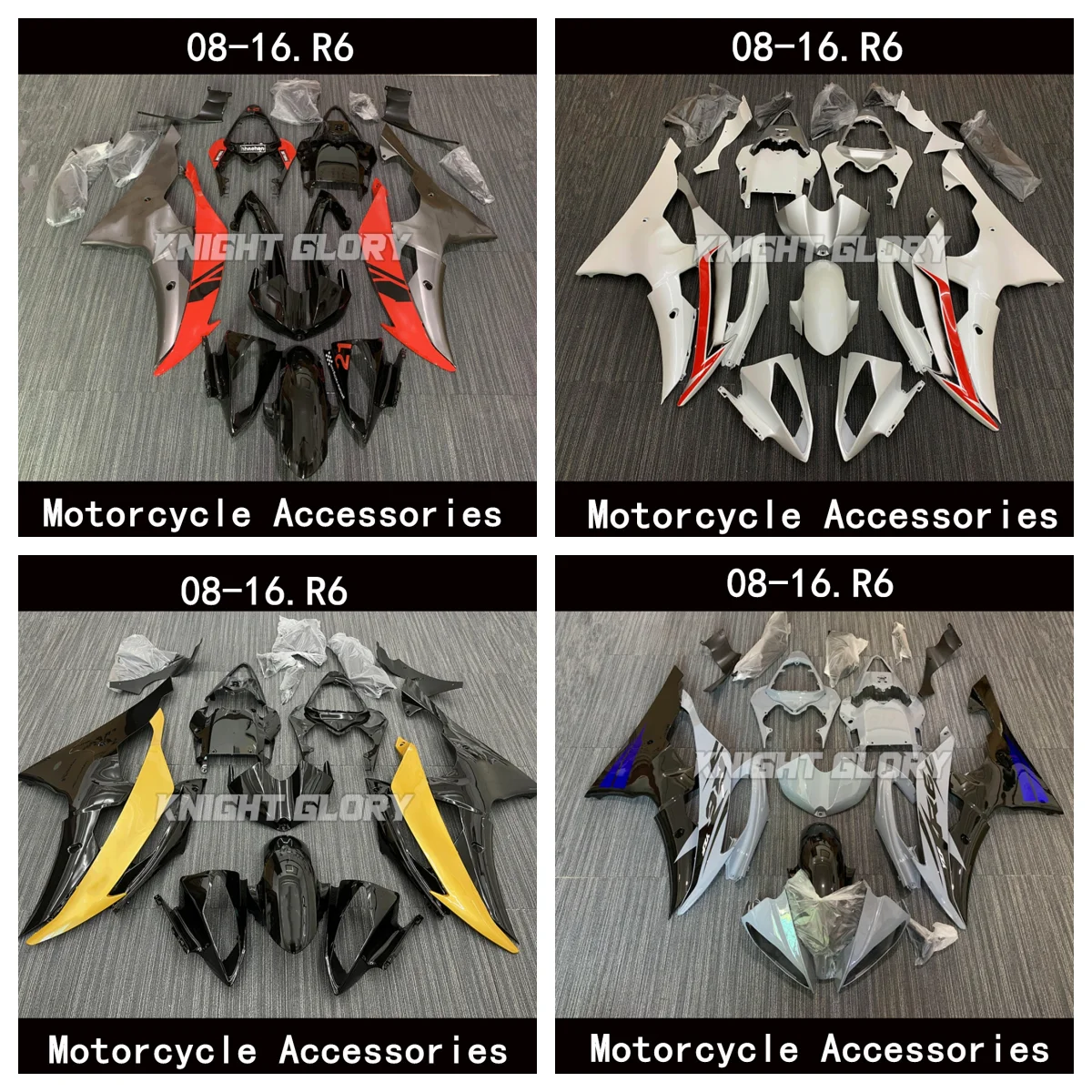 

Suitable for YZF-R6 YZF r6 2008 2009 2010 2011 2012 2013 2014 2015 2016 2017 2018 Motorcycle Shell Fairing Spoiler Bodywork Set