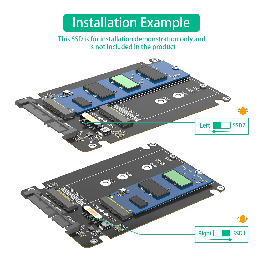 TISHRIC 2 M.2 to SATA Adapter Card Dual M.2 B Key B&M Key SSD to 2.5