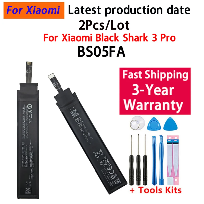 2pcs/lot Battery BS05FA For Xiaomi Black Shark 3 Pro 3Pro 5G Mobile Battery 2500mAh Phone Batteries Bateria Batterij+ Tools