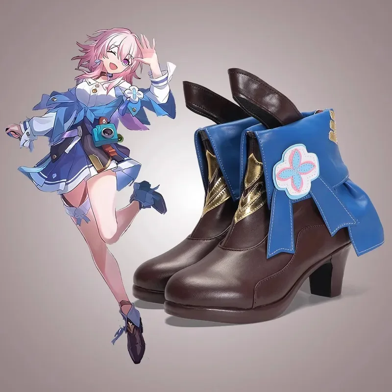 

Anime Game Honkai Star Rail March 7th Cosplay Boot March 7th Costume Shoes For Women Girls PU Leather High Heels
