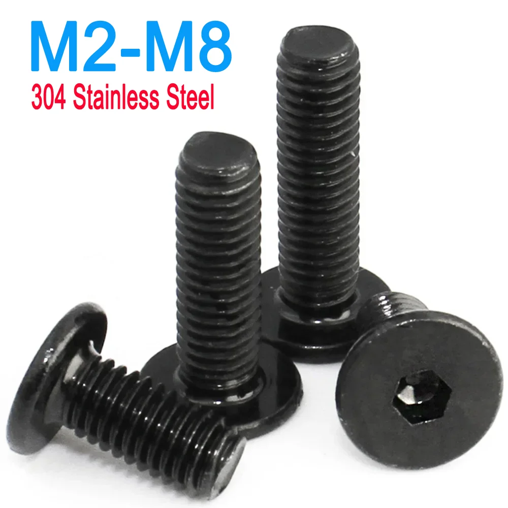 

M2 M2.5 M3 M4 M5 M6 M8 Black 304 Stainless Steel Hex Hexagon Socket Ultra Thin Super Low Flat Head Allen Cap Screws Bolt 5-50pcs