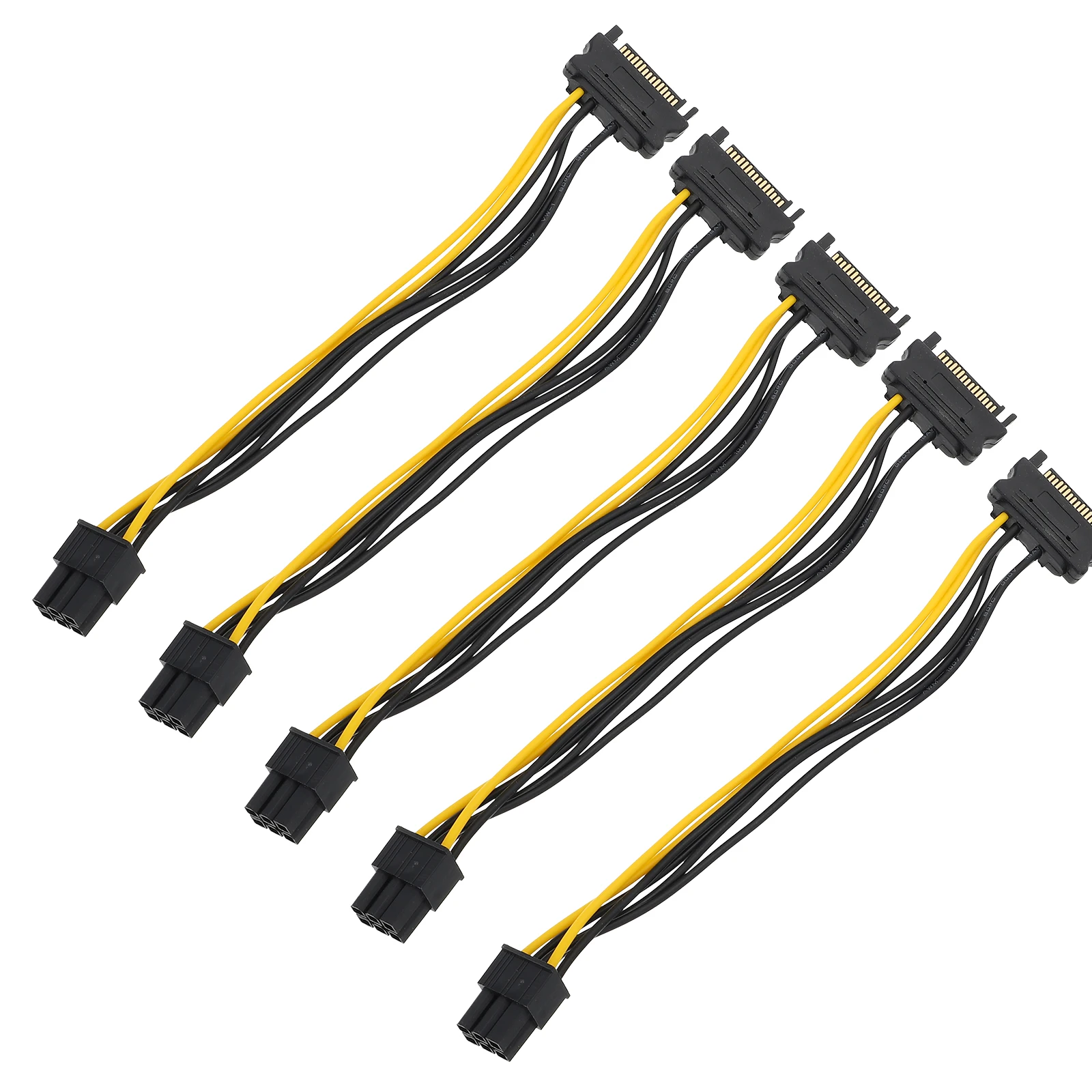 

5 pcs 6Pin 15Pin To 6Pin Pci-E Cable to 15Pin GPU Extension Cord Power Adapter Cable Graphics Cards PCI-E