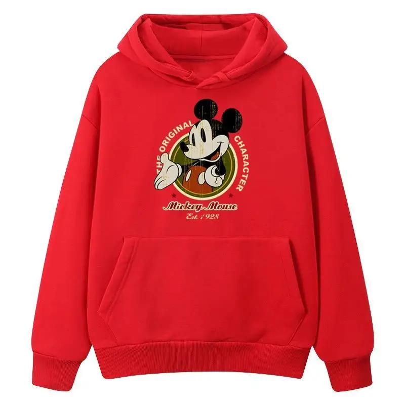 

Disney Mickey Mouse Hoodie Unisex Cotton Fleece Pullover 2025 Autumn Winter Graphic Sweatshirt Red Base Mickey Mouse